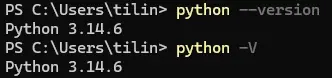Python 检查版本命令(Windows Terminal)