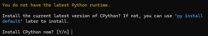 Install CPython prompt