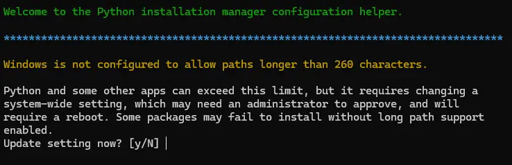 Windows Python long path prompt